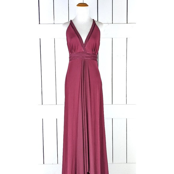 Calvin Klein Dresses & Skirts - Calvin Klein burgundy maroon stretch sheer panel sleeveless long maxi dress